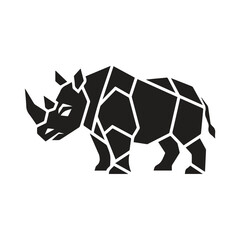 Geometric rhino vector silhouette graphic design with rhinoceros, geometric © Saharima