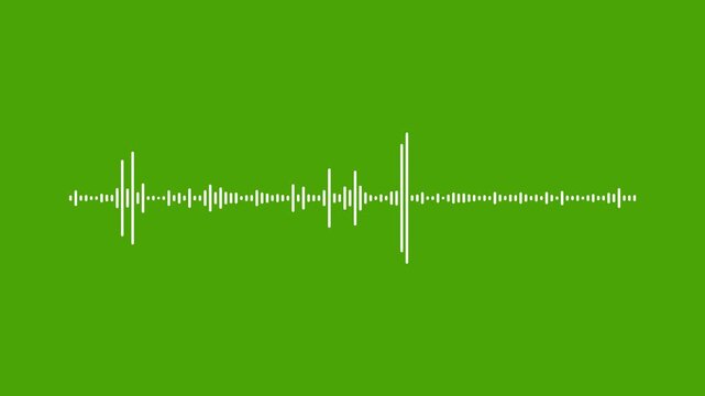 white Audio waveform visualizer animation green screen 4k video, Sound wave audio spectrum green background. Sound line audio wave visualization voice record animation