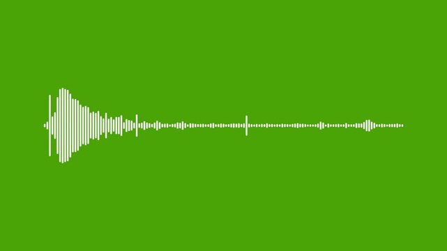 white Audio waveform visualizer animation green screen 4k video, Sound wave audio spectrum green background. Sound line audio wave visualization voice record animation