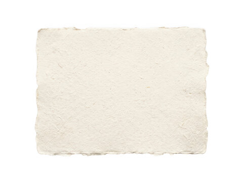 Square sheet of rough handmade paper with deckled edges