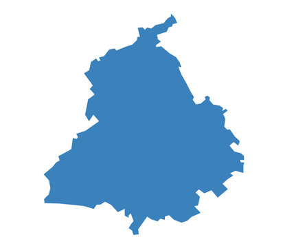 Punjab state map with flat blue color design