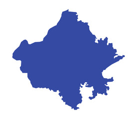 Fototapeta premium Rajasthan state map with flat blue color design