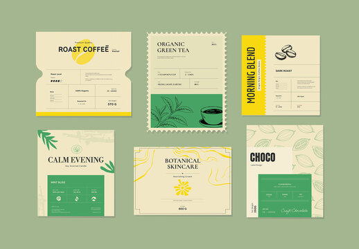 Product Packaging Sticker Tags Template Set
