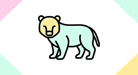 Fototapeta premium Standing bear character with yellow head and mint body
