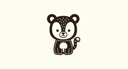 Cute panda like animal with striped tail in flat style © oky