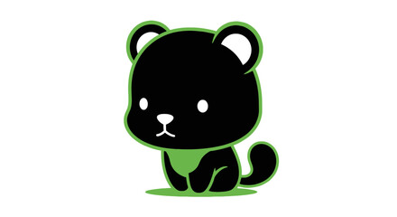 Cute black bear cub with green outline mascot © oky