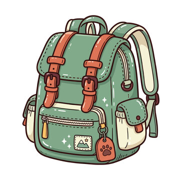 Green backpack with orange straps for travel and adventure while carrying supplies for outdoor exploration