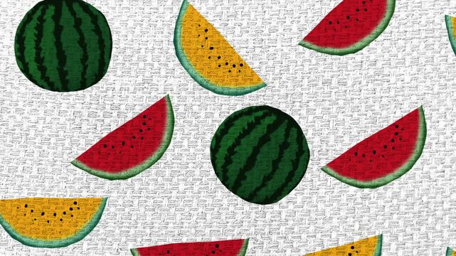 Hand-drawn watermelon background, food loop animation
