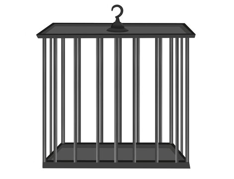  Empty iron cage for birds and animals cartoon asset