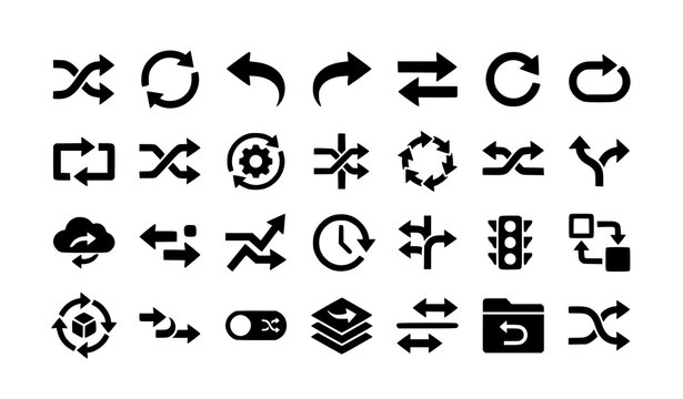 Editable Reverse and Swap Flat Glyph Icons Modern Exchange Vector Collection