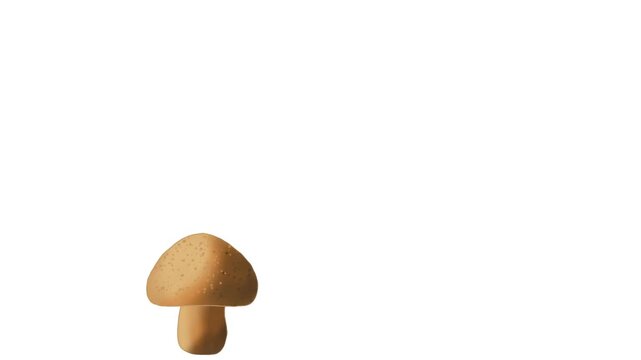 Animated fungi white background collection featuring edible fungi varieties illustrated in a hand-painted style. Suitable for educational content, nature presentations, culinary projects, organic food