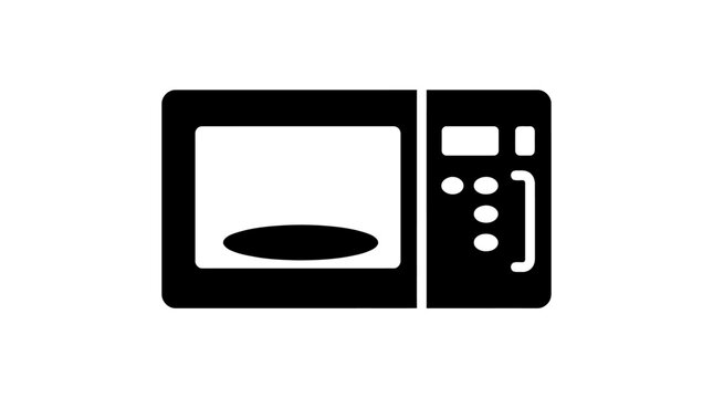 Black and white microwave oven icon isolated and ready for design