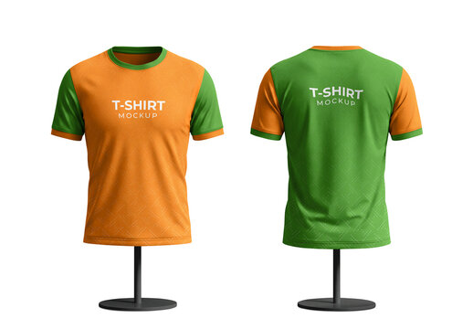 Front and Back Tshirt Mockup on Stands with Clean Studio Lighting