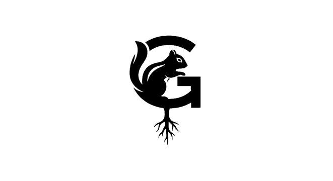 Stylized squirrel and letter G logo design.