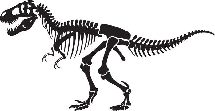 T rex dinosaur skeleton negative space silhouette