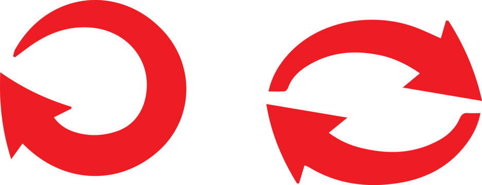 Red circular arrows icon showing rotation directions Vector