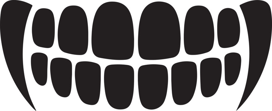 Vector illustration of vampire teeth black silhouette for Halloween design