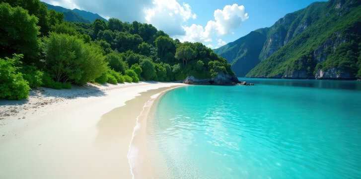 Turquoise waters lap against white sandy shores of Lu Impostu's secluded cove, lu impostu, waves, beach