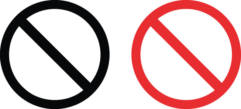 Black and red prohibition symbols side by side 