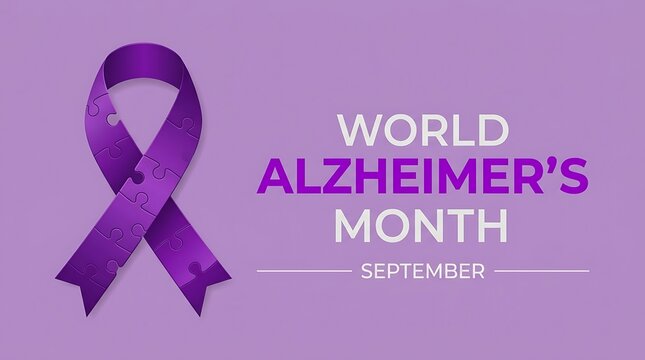Purple Alzheimer's Awareness Ribbon for World Alzheimer's Month in September