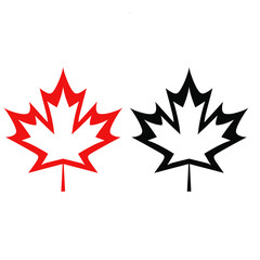Fototapeta premium Red and black maple leaf icons on canada day
