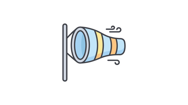 Icon of a windsock indicating wind direction and strength against white background