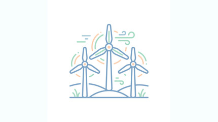 Fototapeta premium Wind turbines illustration renewable energy source and sustainable power