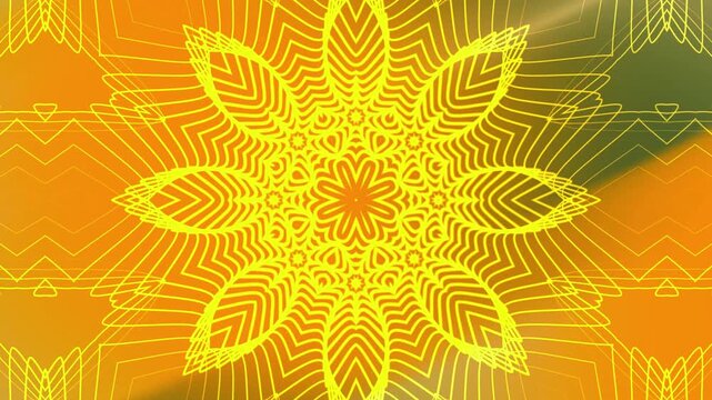 Abstract geometric star pattern with vibrant yellow and orange gradient design