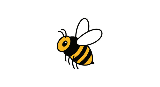 Cute cartoon bee with legs and wings in flight