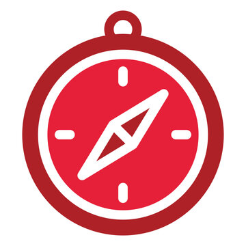 Compass Icon &ndash; Glyph Red Vector Illustration Isolated on White Background. Editable Vector for UI, App, Web, Print