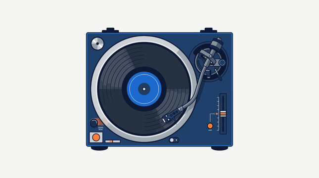 Vintage turntable music player device audio sound system