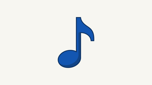Blue musical note symbol for sound and melody