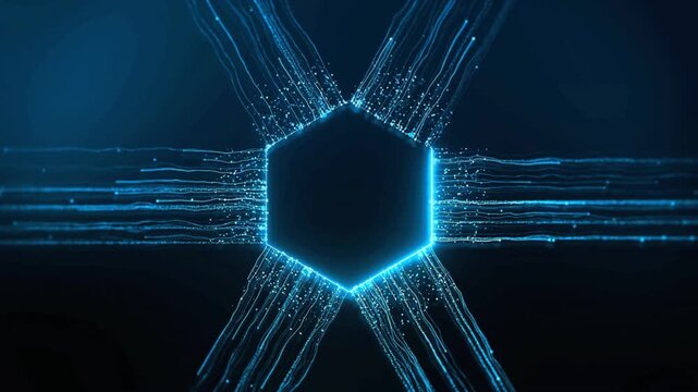 Modern digital network connection with glowing hexagonal node center