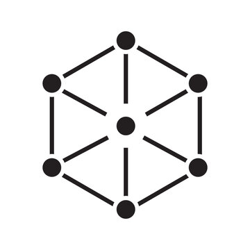 Minimal network topology line icon isolated on background. Featuring interconnected nodes in a geometric structure, representing communication networks, distributed systems, data connectivity, and dig