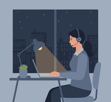 Flat Vector Illustration of a Customer Support Concept.