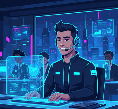 Flat Vector Illustration of a Customer Support Concept.