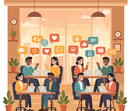 Flat Vector Illustration of a Customer Support Concept.
