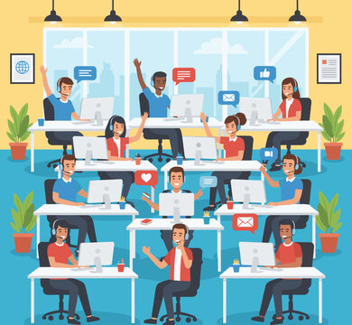 Flat Vector Illustration of a Customer Support Concept.