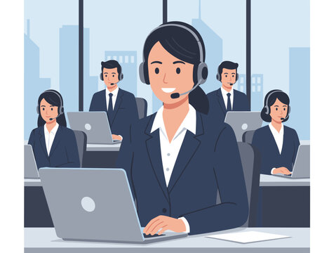Flat Vector Illustration of a Customer Support Concept.
