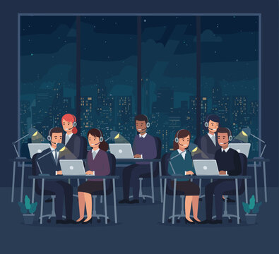 Flat Vector Illustration of a Customer Support Concept.
