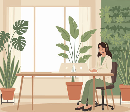Flat Vector Illustration of a Customer Support Concept.