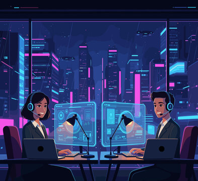 Flat Vector Illustration of a Customer Support Concept.