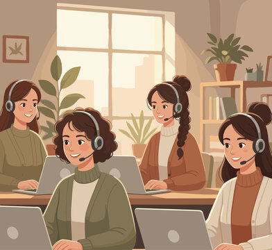 Flat Vector Illustration of a Customer Support Concept.