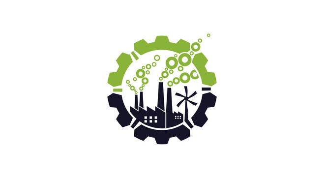Industrial Green Energy and Sustainable Manufacturing Logo.