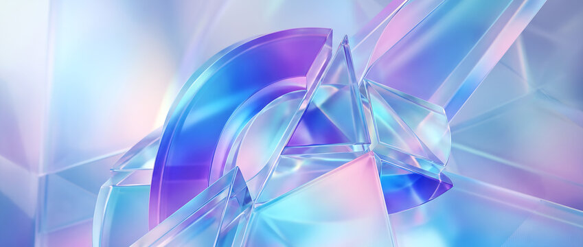 Glass gradient geometry background, 3d rendering.