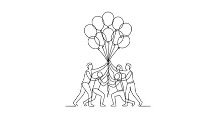 Obraz premium Teamwork balloons lift concept