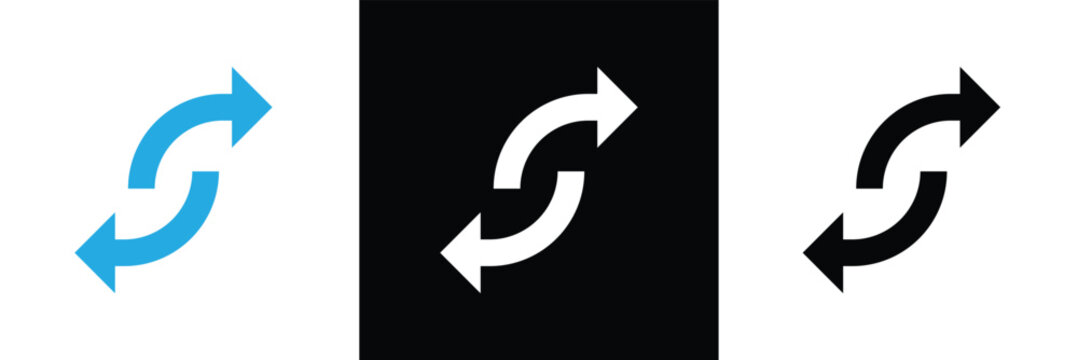 Arrows data transfer icons set, exchange arrow icons. swap icon with two arrows. editable stroke. isolated on white and black background vector illustration. EPS 10 . 