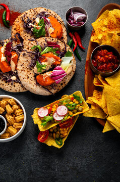 Mexican cuisine concept. Mexican food table with traditional dishes.