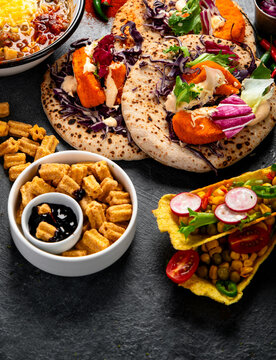 Mexican cuisine concept. Mexican food table with traditional dishes.