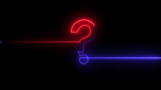 Neon glowing loop Question mark sign Question mark icon asking icon animation
